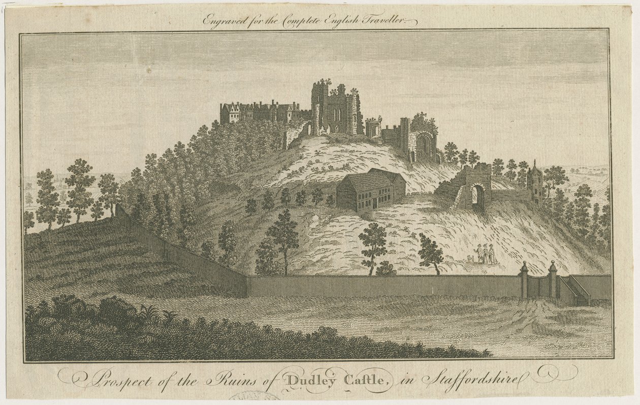 Dudley Castle: rytina, nd [c 1780] (tisk) od School English