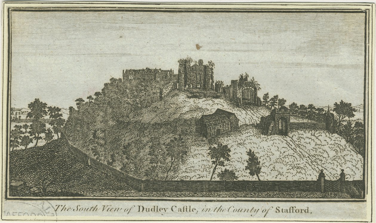 Dudley Castle: rytina, nd [c 1780] (tisk) od School English