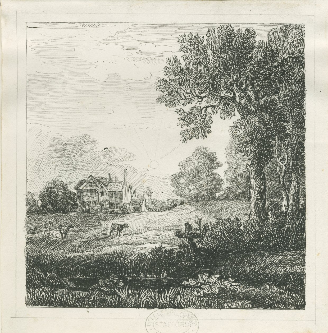 Eccleshall - Biana Hall: kresba perem a tuší, nd [c 1830] (kresba) od School English