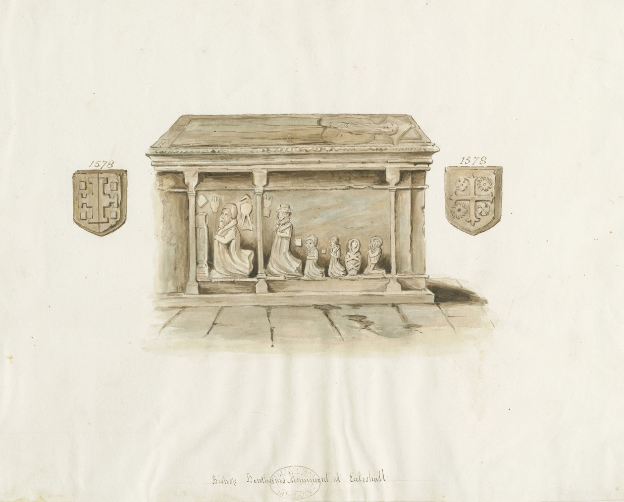Eccleshall Church: Tomb of Bishop Bentham: malba vodovými barvami, nd [~19. století] (malba) od School English