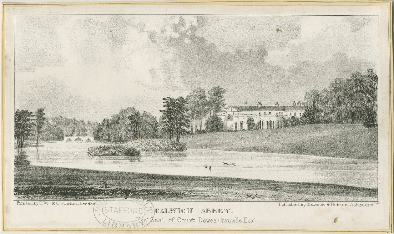 Ellastone – Calwich Abbey: litografie, nd [kolem roku 1839] (tisk) od School English