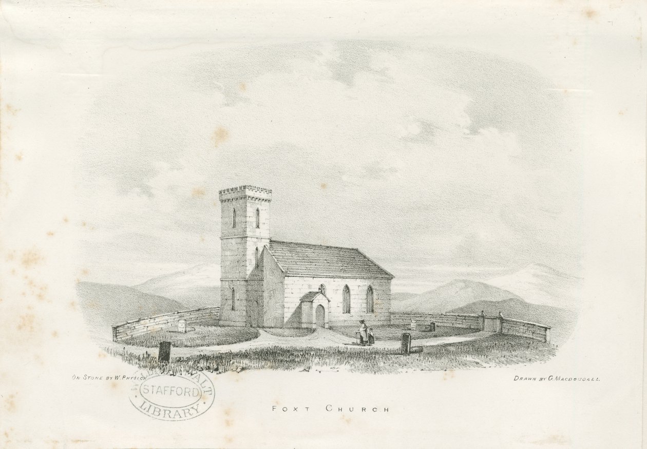 Foxt Church: litografie, nd [c 1840] (tisk) od School English