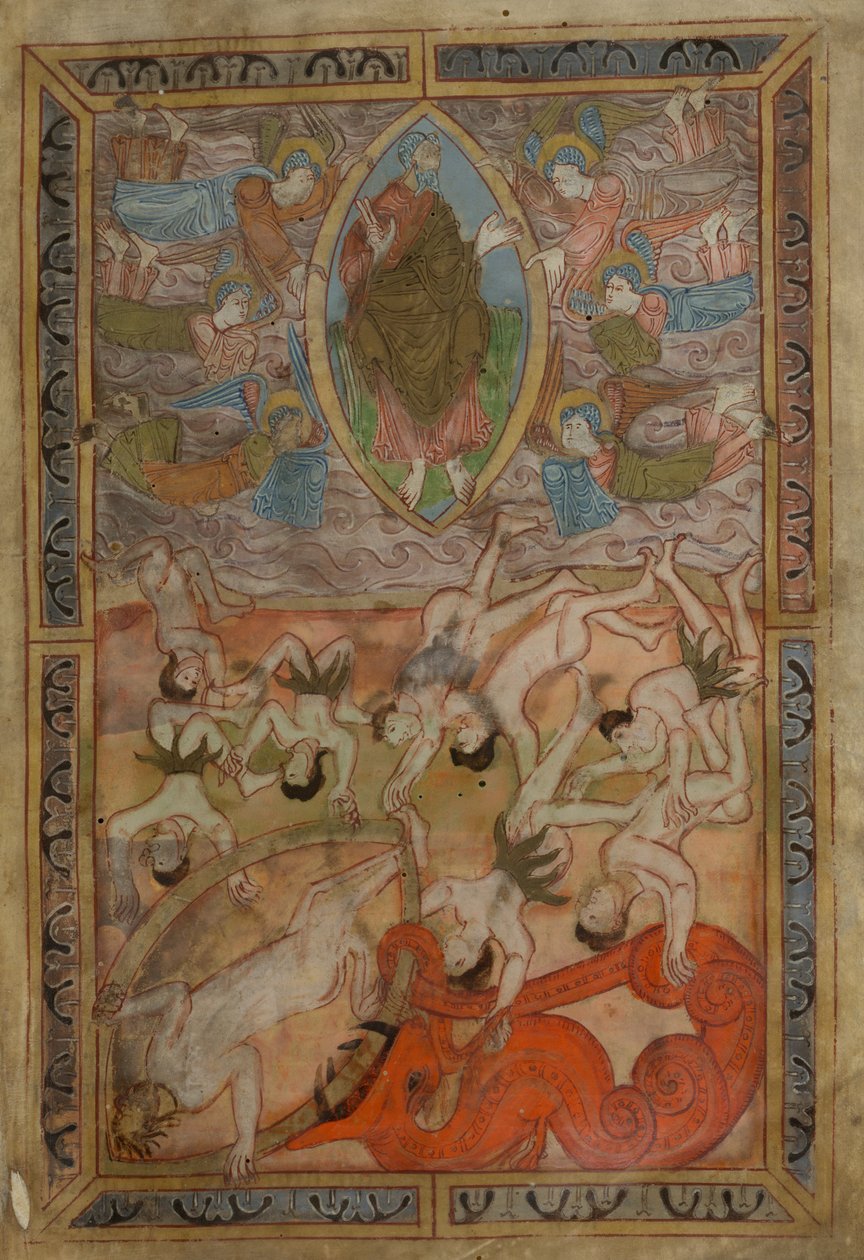 Genesis, staroanglický Hexateuch, Cotton MS Claudius B IV f.2r, asi 1025-1200 (inkoust na pergamenu) od School English