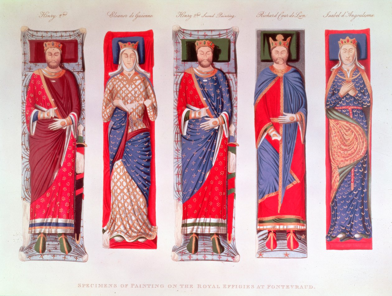 Jindřich II., Eleonora Akvitánská, Richard I. a Isabela Angoulémská (tisk) od School English