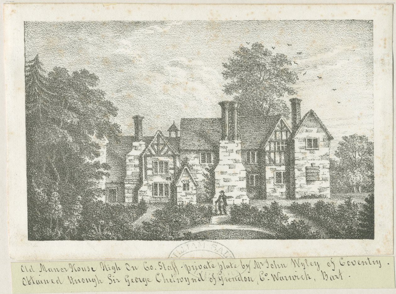High Onn - Old Manor House: litografie a [? 19. století] (tisk) od School English
