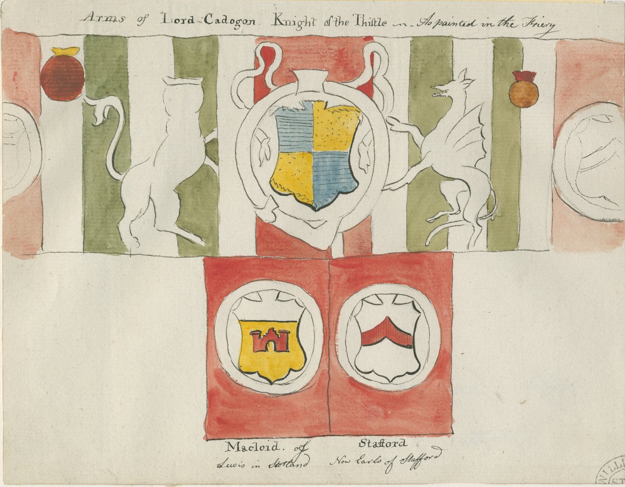 Lichfield - Arms of Lord Cadogan (Friary): malba akvarelem a [konec 18. století] (malba) od School English