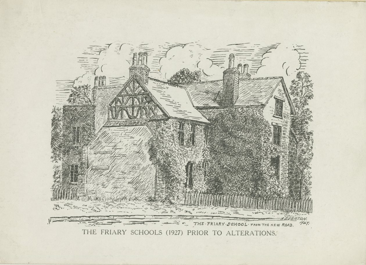 Lichfield - Friary Schools: čárová rytina od School English