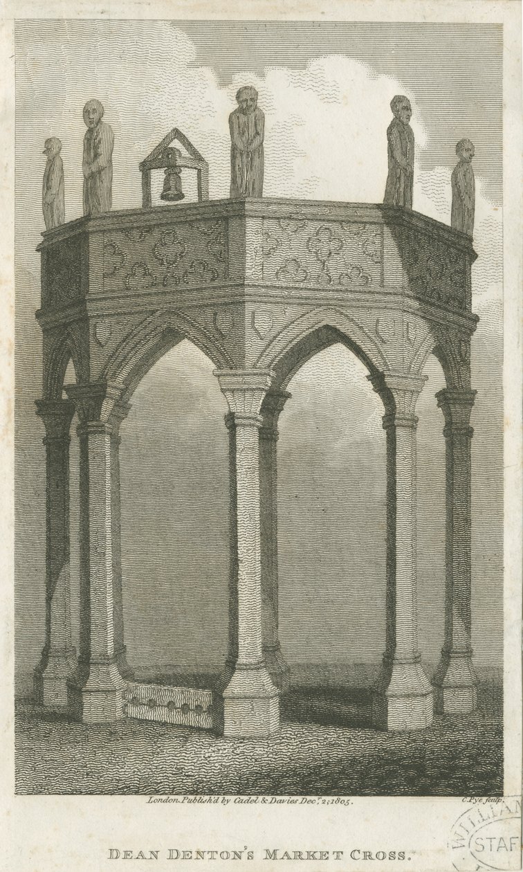 Lichfield - Market Place: rytina, nd [c 1805] (tisk) od School English