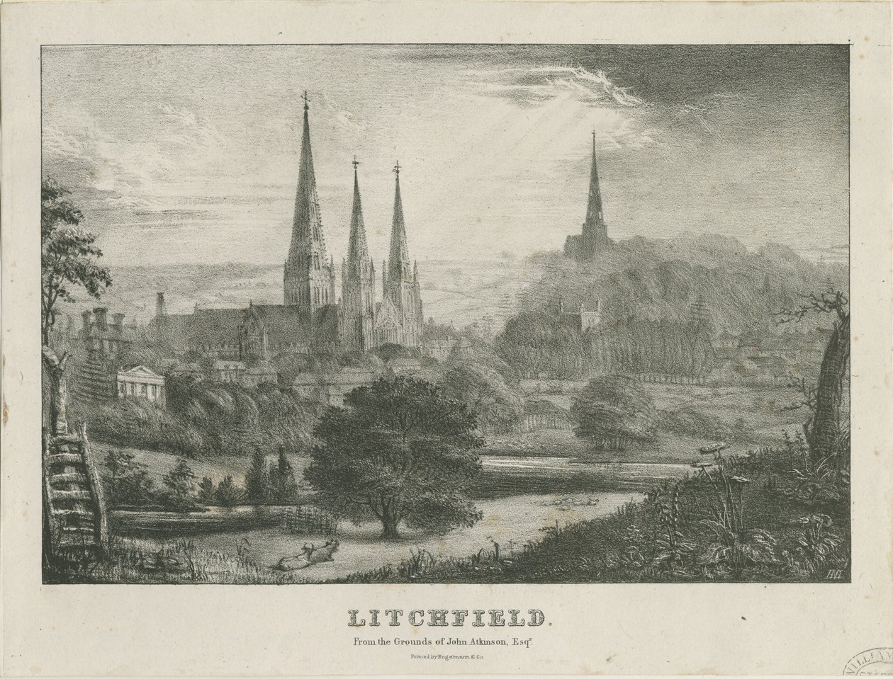 Lichfield - North West View: litografie a [?19. století] (tisk) od School English