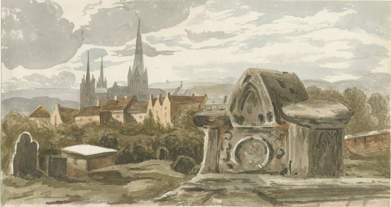 Lichfield - Stará hrobka na hřbitově svatého Michaela: malba vodovými barvami, nd [?19. století] (malba) od School English