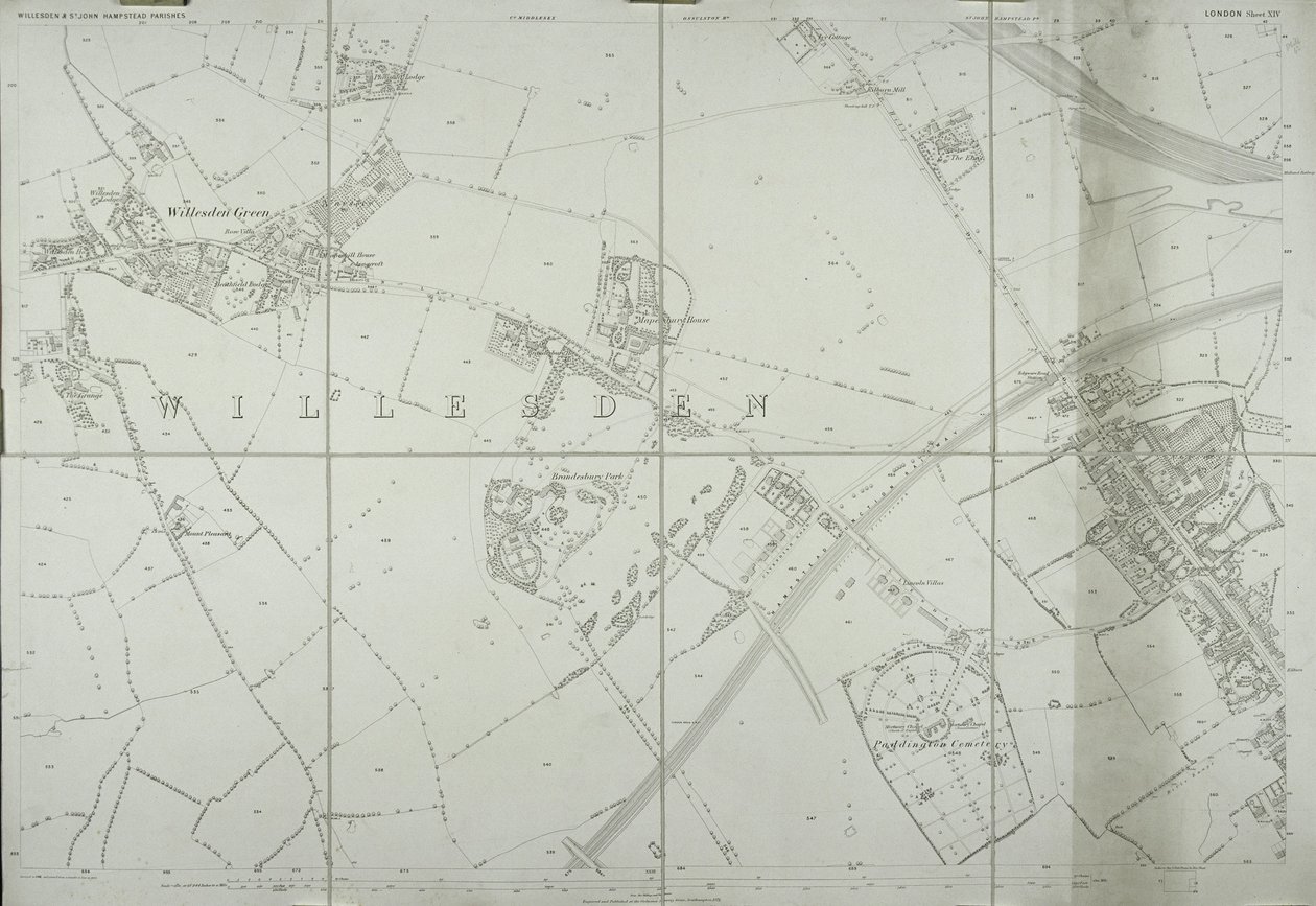 Mapa Willesden, Londýn (litho) od School English