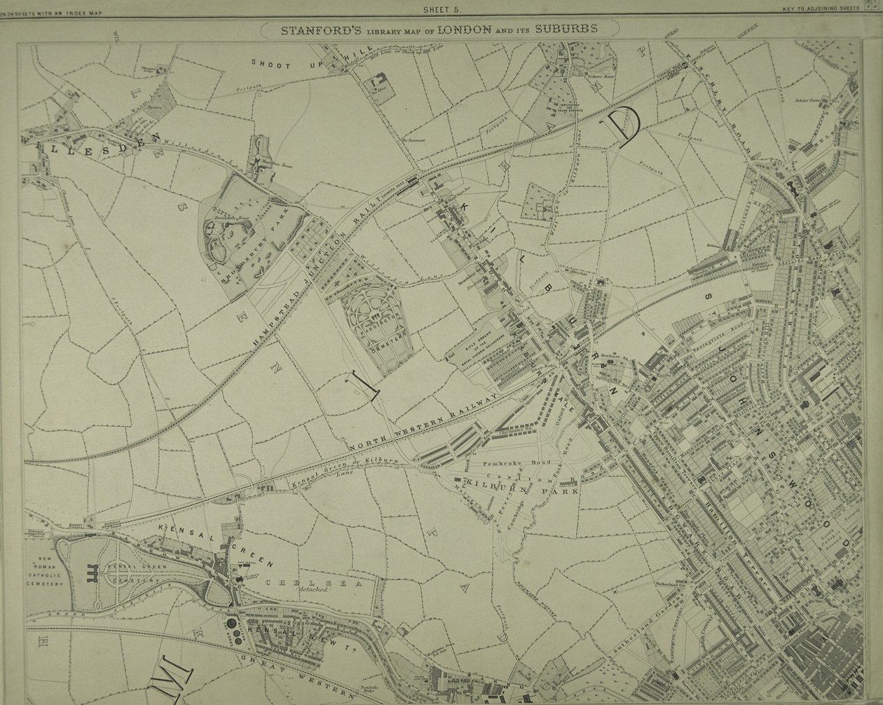 Mapa Willesden, Londýn (litho) od School English