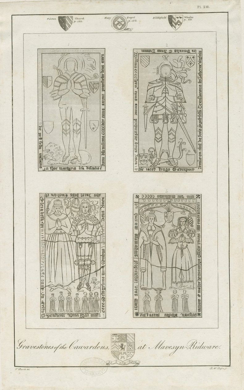 Mavesyn Ridware - Gravestones of the Carwardens: rytina, nd [konec 18. století] (tisk) od School English