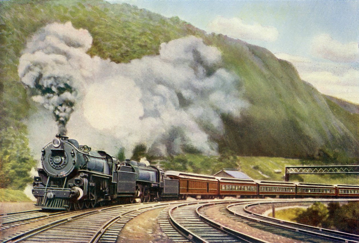 Expres z New Yorku do Chicaga, z knihy "The Wonder Book of Railways" od Harryho Goldinga (tisk) od School English