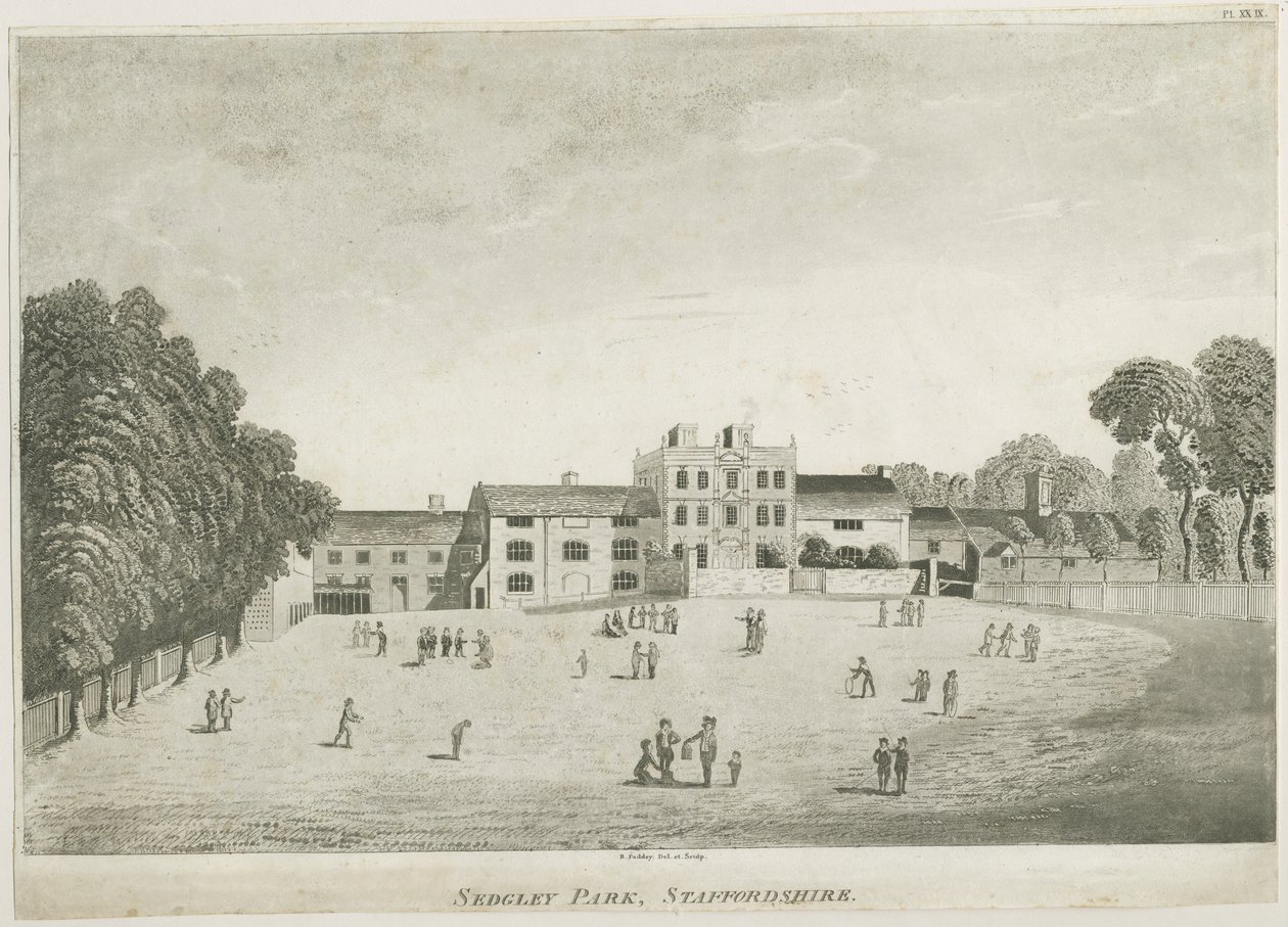 Škola Sedgley Park: rytina akvatinty, nd [c 1797] (tisk) od School English