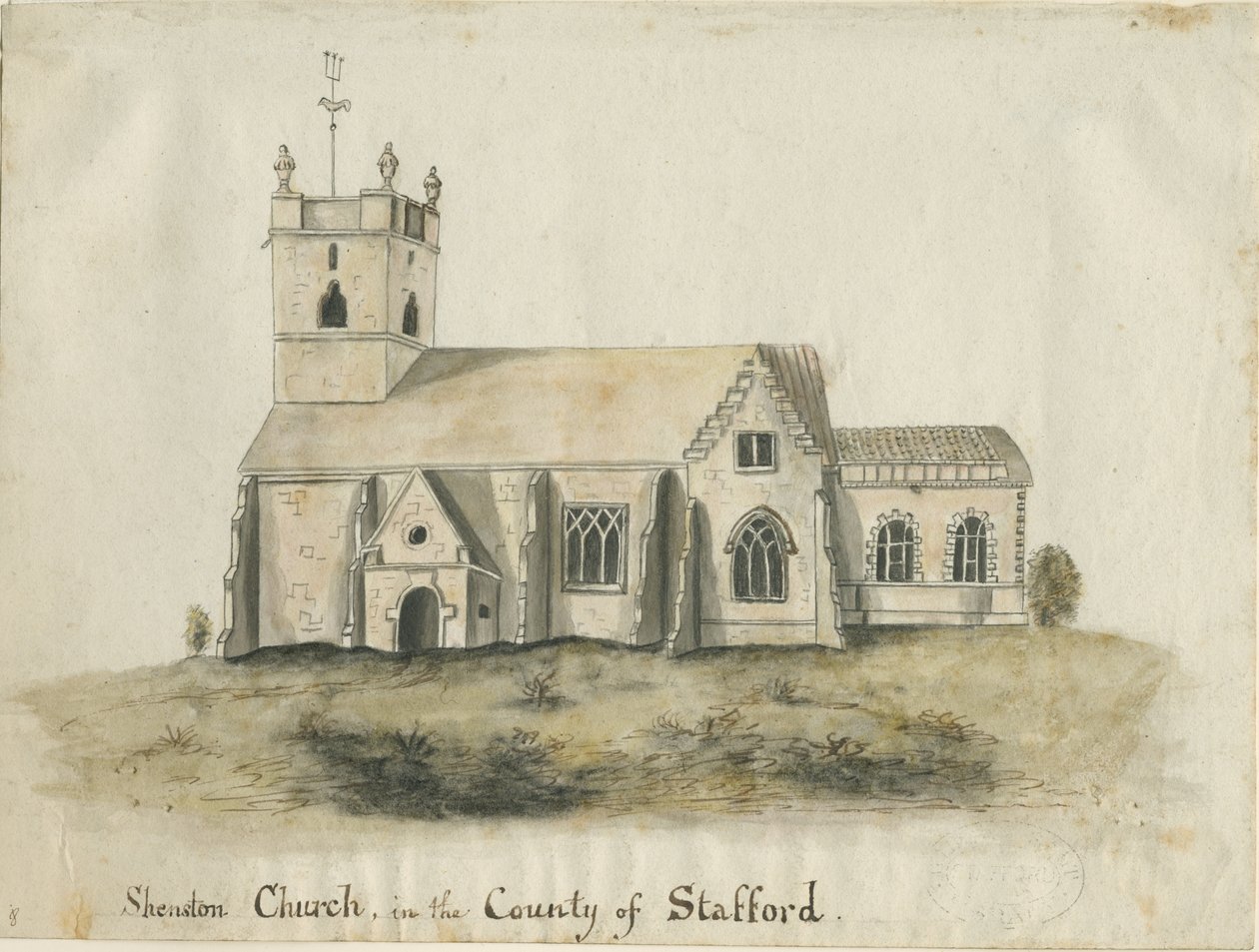 Shenstone Church: malba vodovými barvami, nd [1769] (malba) od School English
