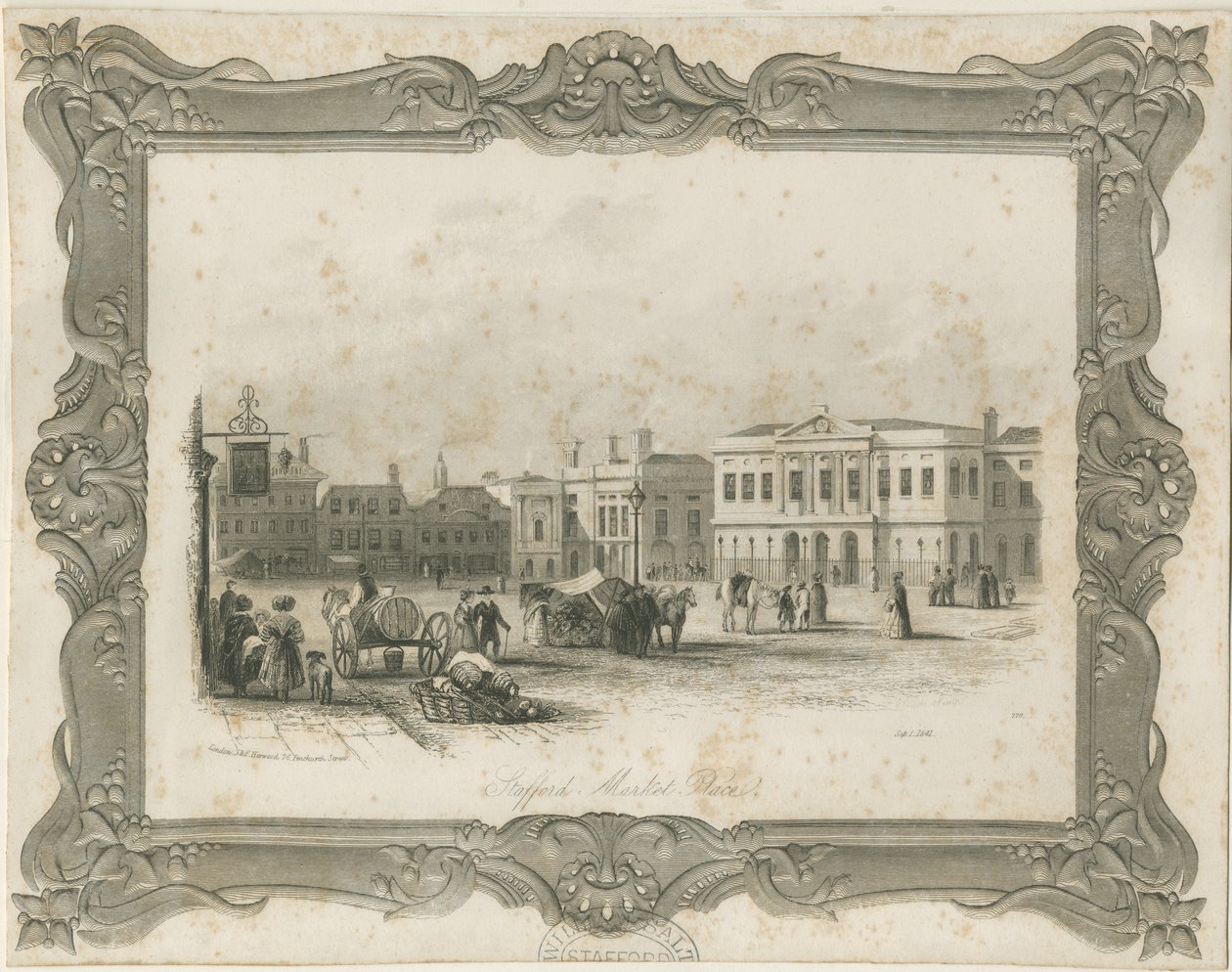 Stafford - Market Place: rytina, nd [c 1841] (tisk) od School English