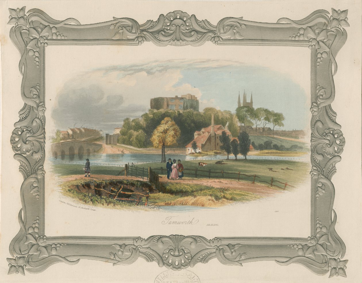 Hrad Tamworth: ocelorytina (tónovaná), nd [c 1841] (tisk) od School English