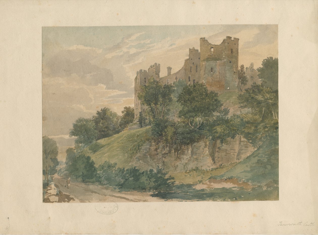 Hrad Tamworth: kresba akvarelem, nd [19. století] (malba) od School English