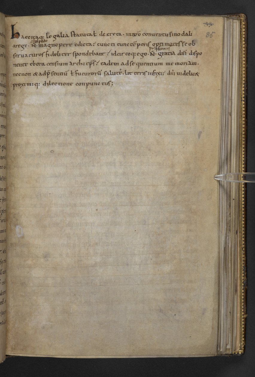 Thureth; anglosaský zákoník VI Æthelred, latinsky a staroanglicky, Cotton MS Claudius A III f.35r od School English