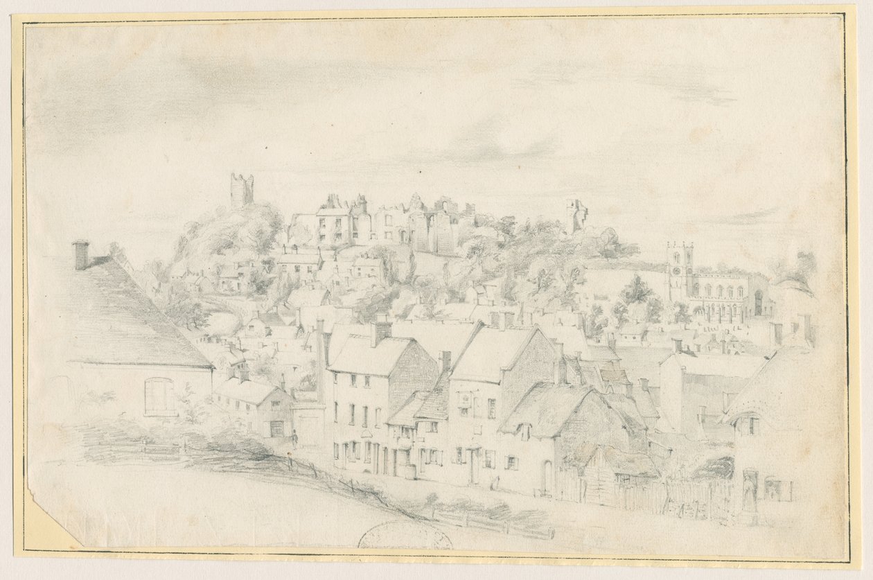 Tutbury - město, kostel a hrad: kresba tužkou, nd [?19. století] (kresba) od School English