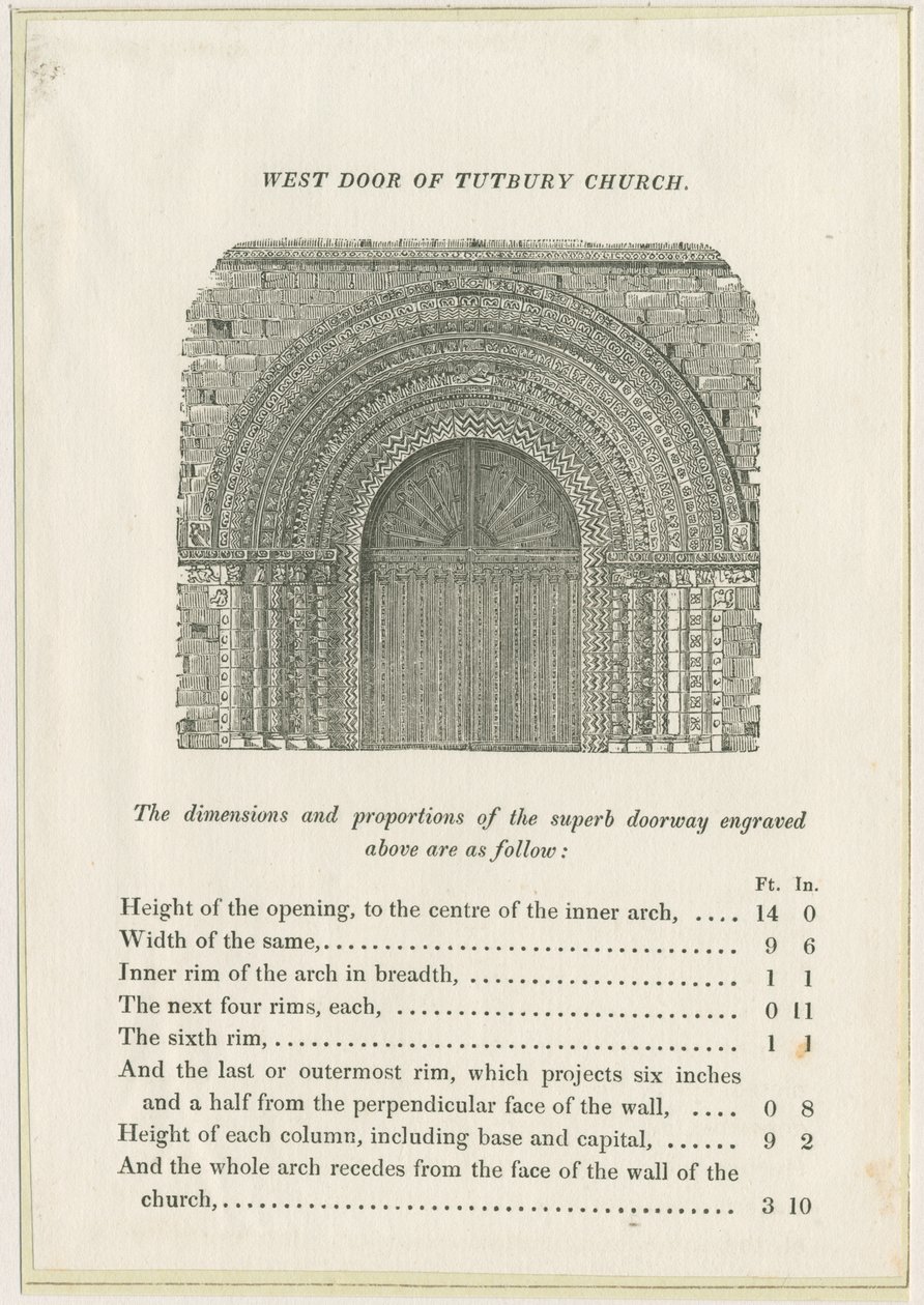 Tutbury Priory Church: West Doorway: rytina, nd [c 1832] (tisk) od School English