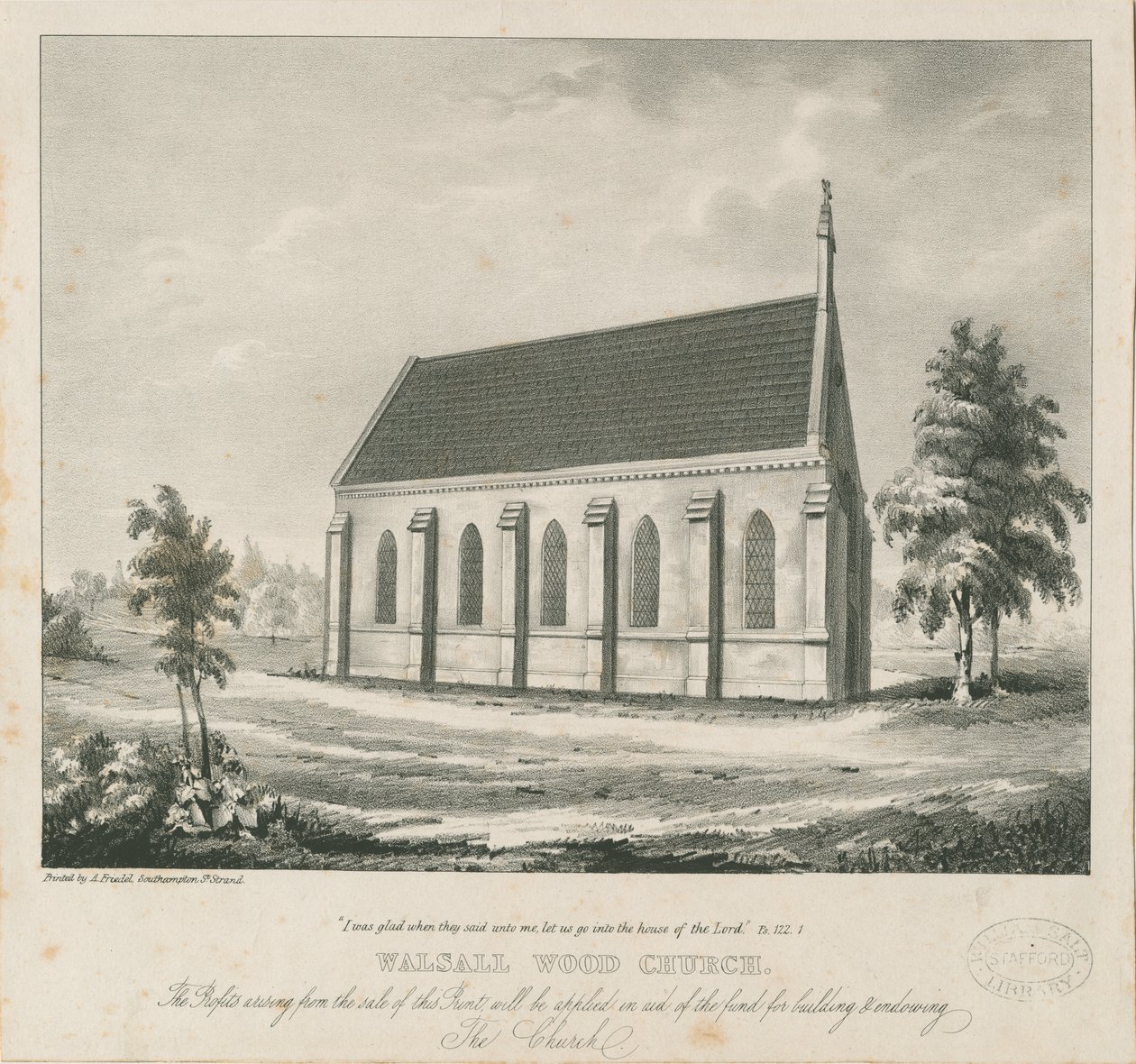 Walsall Wood Church: litografie a [? 19. století] (tisk) od School English