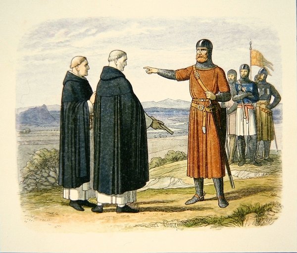 William Wallace odmítající mírové návrhy dominikánů před bitvou u Stirling Bridge od School English