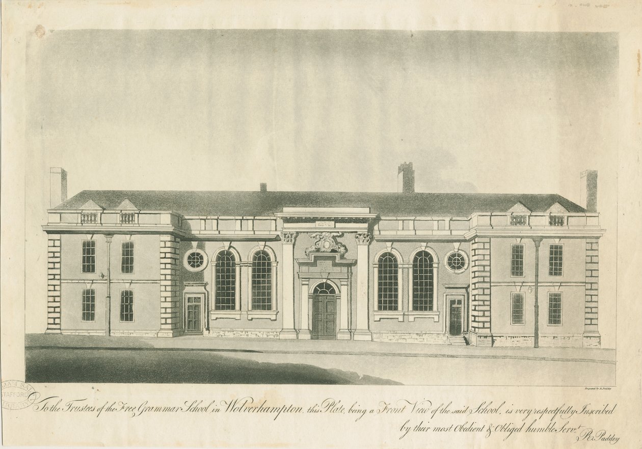 Wolverhampton - Gymnázium: rytina, nd [1797] (tisk) od School English