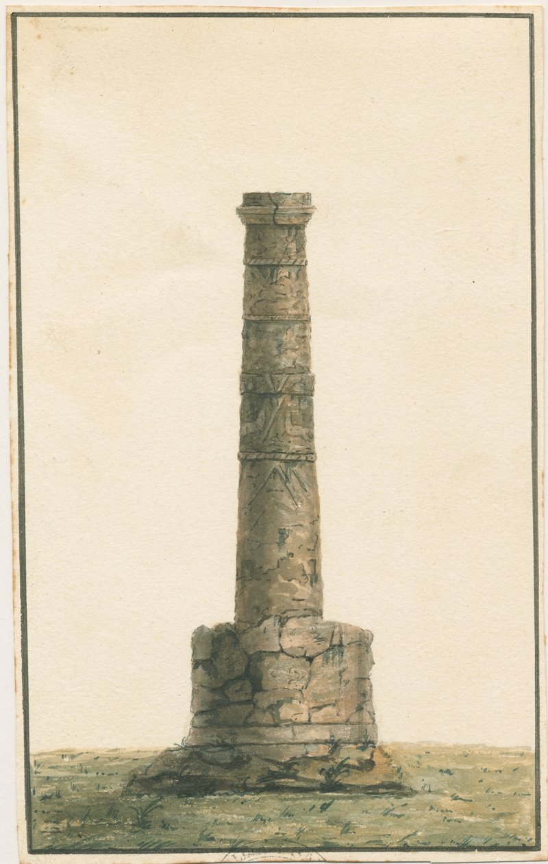 Wolverhampton – Saský sloup na dvoře kostela sv. Petra: malba akvarelem, nd [? konec 18. století] (malba) od School English