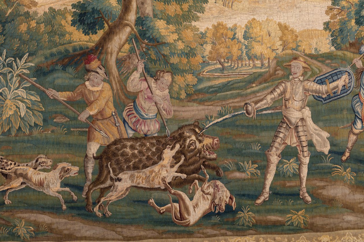 Lovecká scéna, původ Oudenaarde (tapisérie) od School Flemish