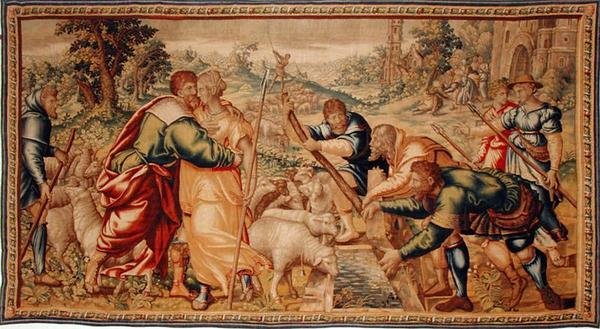 Pastýři přivádějí své stádo k vodě (tapisérie) od School Flemish
