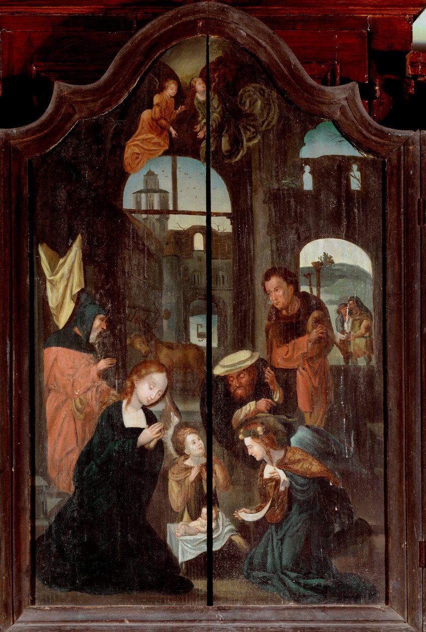 Triptych Narození Páně, střední panel (olej na dřevě) od School Flemish