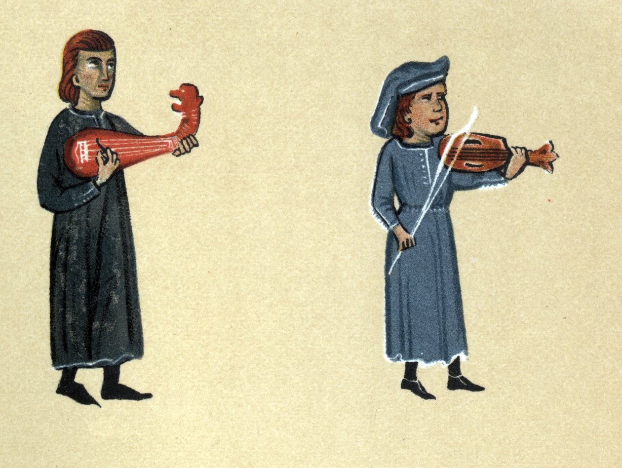 Trubadúr středověku, ilustrace z „Histoire de la Literature Francaise“ od Hermanna Suchiera od School French