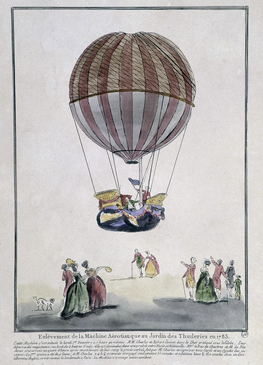 Odstranění aerostatického stroje v Tuileries Garden v roce 1783 od School French