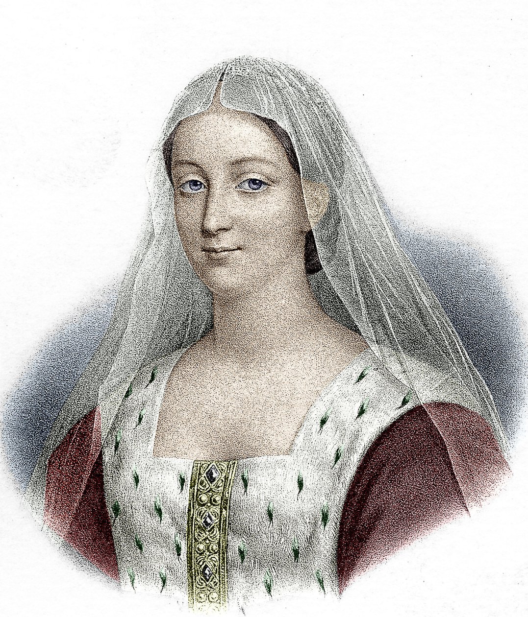 Agnes Sorel, milenka francouzského krále Karla VII (barevná rytina) od School French