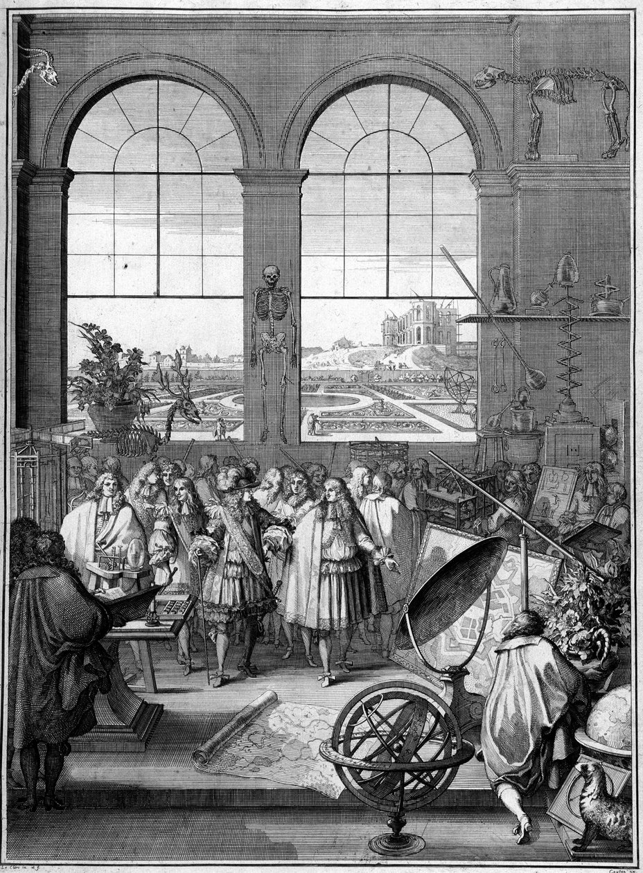 Alegorie vědy (Ludvík XIV. hostující vědu, 2. letadlo, Pařížská observatoř) od School French