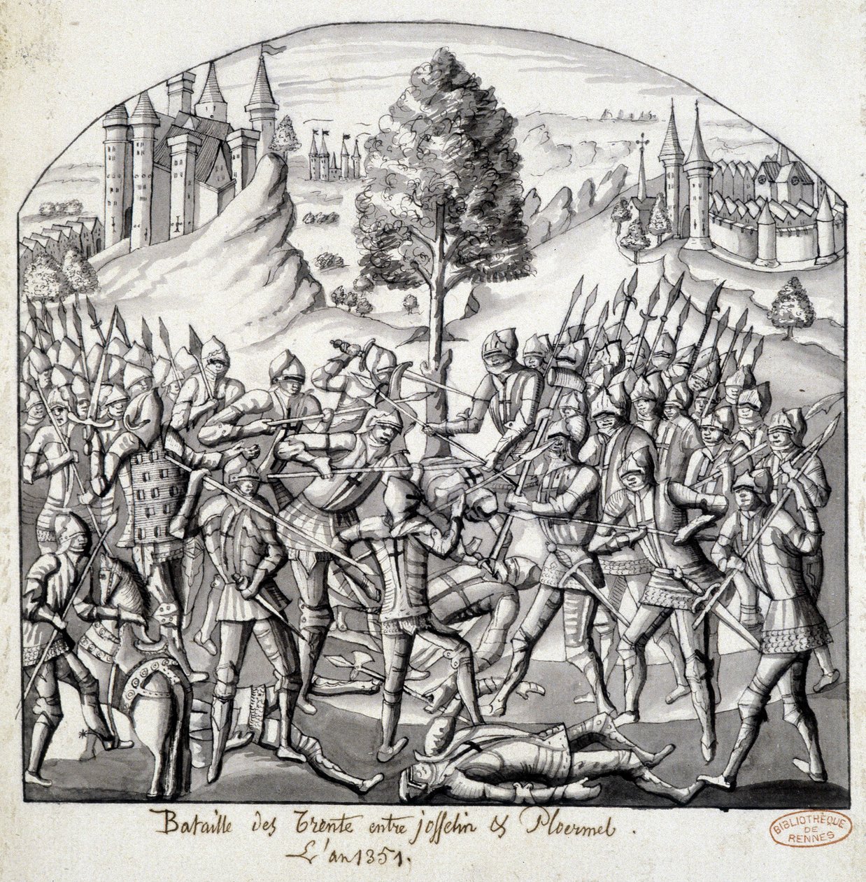 Bitva u Trenta mezi Josselinem a Ploermalem v roce 1351 od School French
