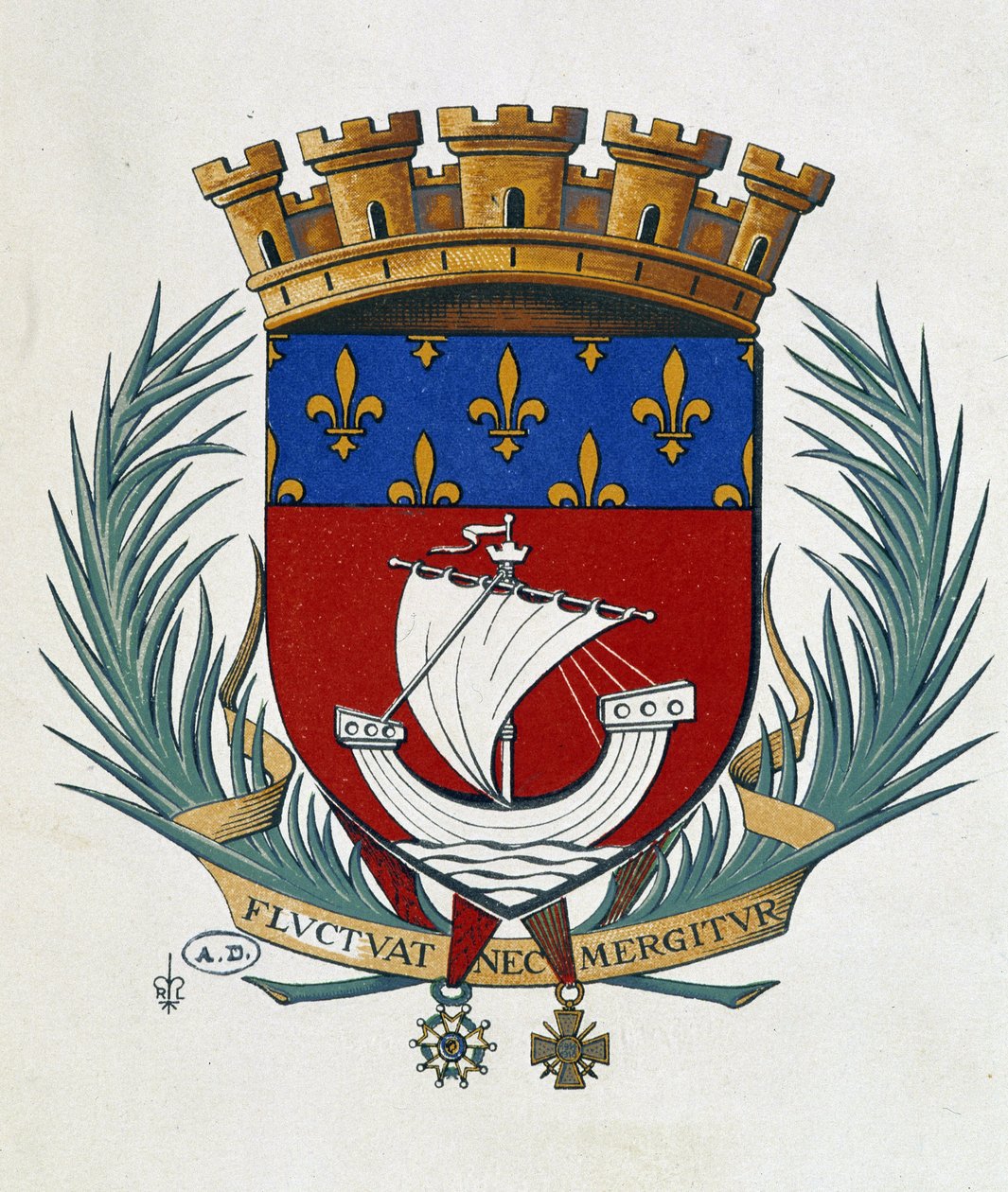 Blazon z Paříže "Hodí a potápí" od School French