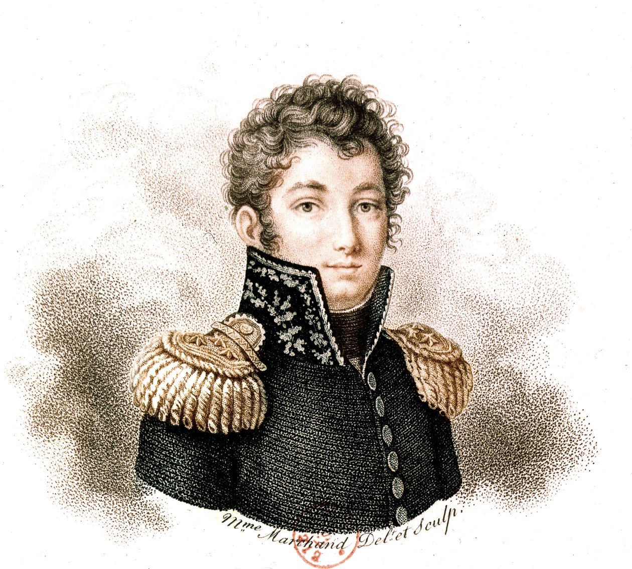 Charles Melchior-Artus Marquis de Bonchamps (barevná rytina) od School French