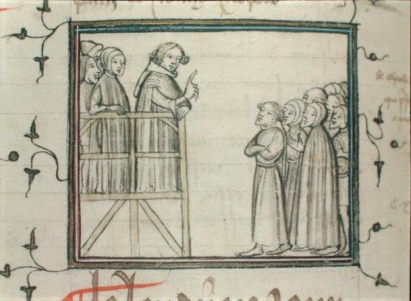 Charles V (1338-80) Moudré kázání v Les Halles, Paříž, v roce 1364 od School French