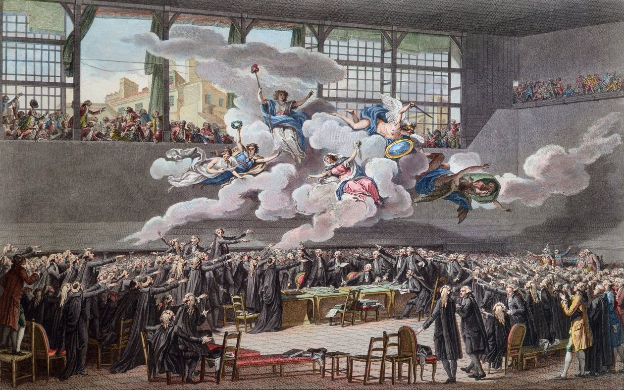 Francouzská revoluce (1789-1799): Přísaha Jeu de Paume ve Versailles dne 20. června 1789 (Francouzská revoluce; Přísaha tenisového kurtu 20. června 1789, Versailles) od School French