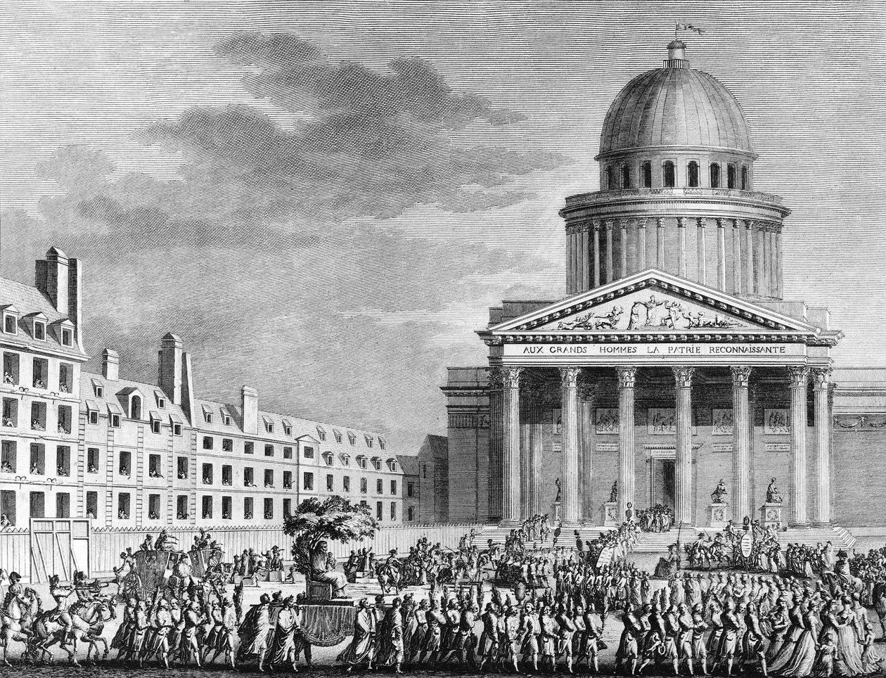 Francouzská revoluce: Apoteóza od Jeana Jacquese Rousseaua (1712-1778), jeho překlad do Pantheonu 11. října 1794. Paříž, Knihovna Ústavu dějin revoluce od School French