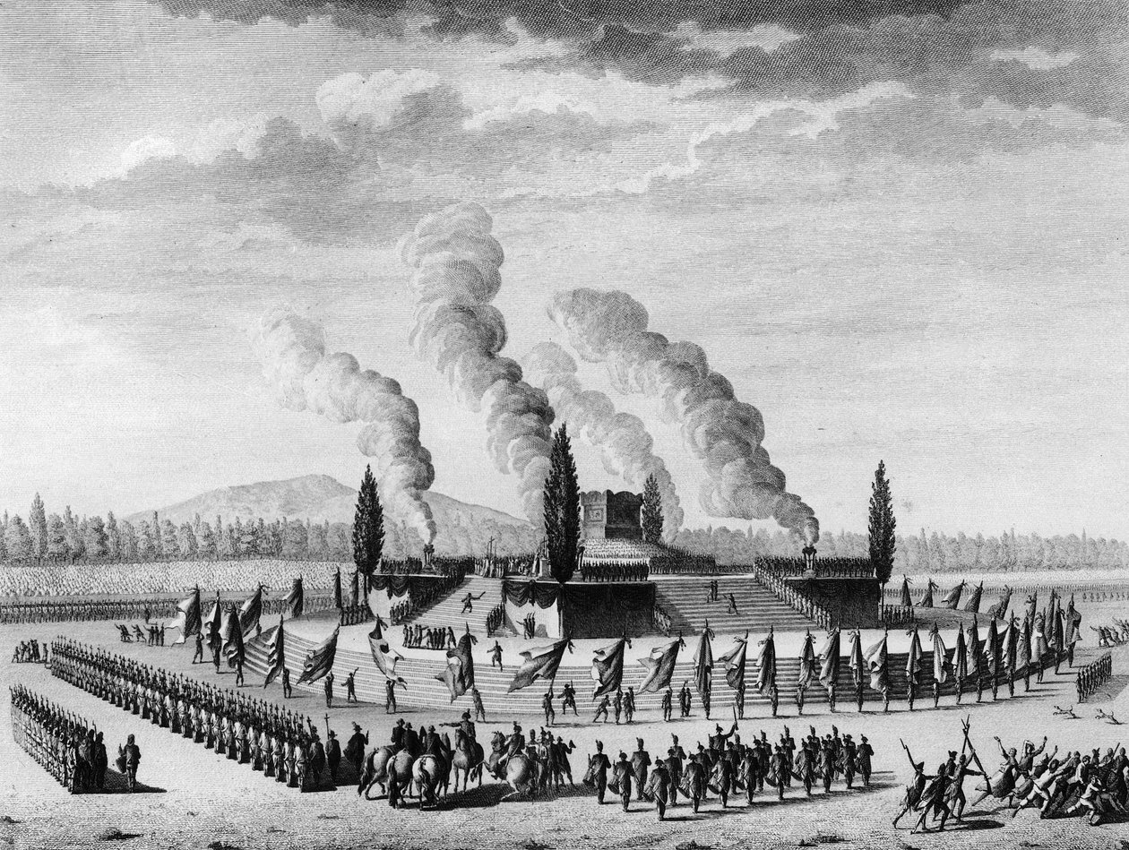 Francouzská revoluce: Funebres na počest občanů, kteří zemřeli v Nancy v září 1790. Paříž, Knihovna Ústavu dějin revoluce od School French