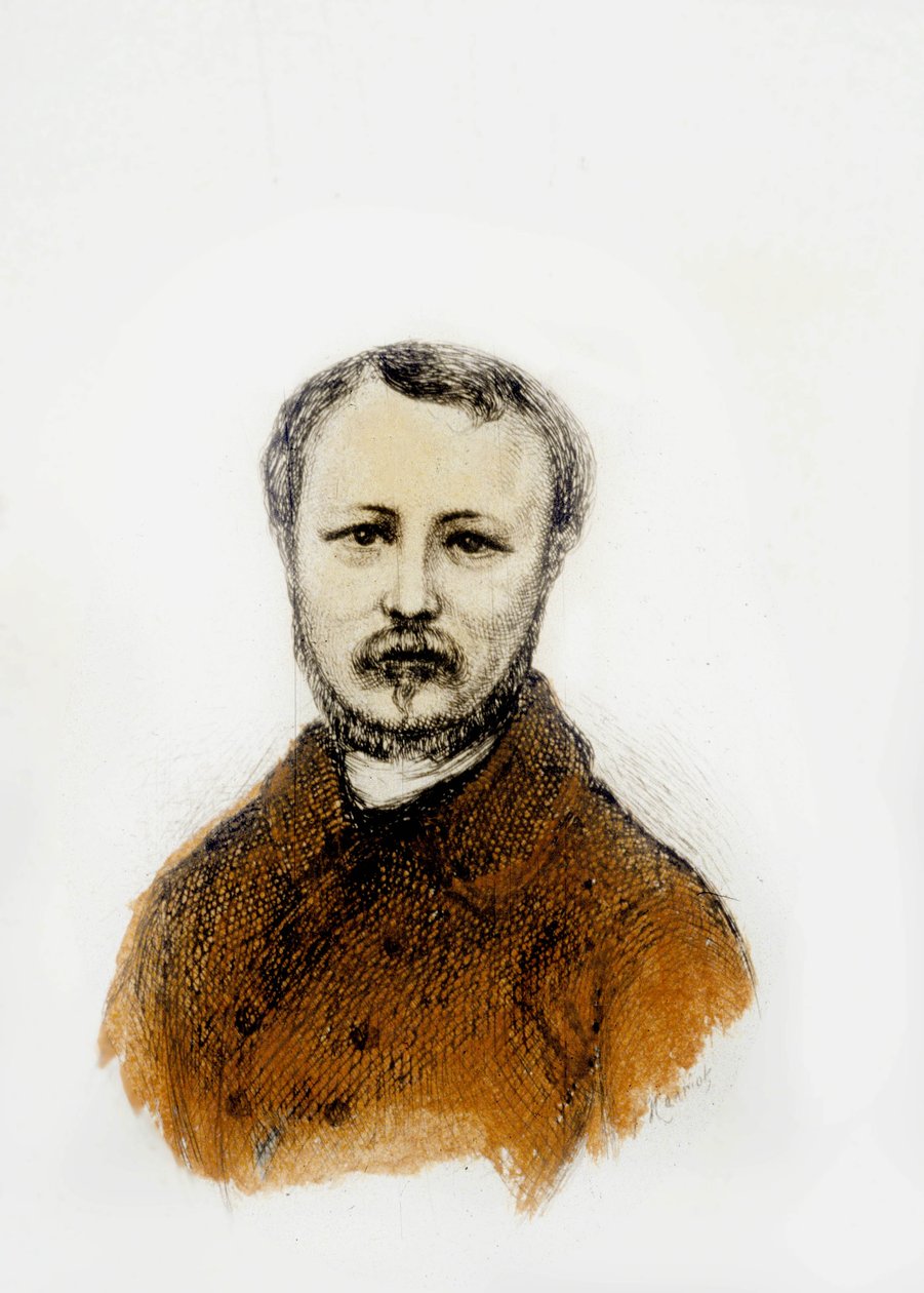 Gerard de Nerval (barevná rytina) od School French