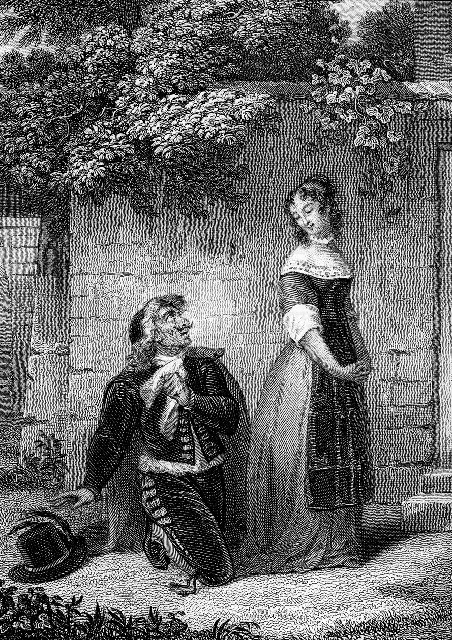 Škola pro ženy rytina z „“díla“ od Jean-Baptiste Poquelin dit Moliere (Jean Baptiste Poquelin od School French