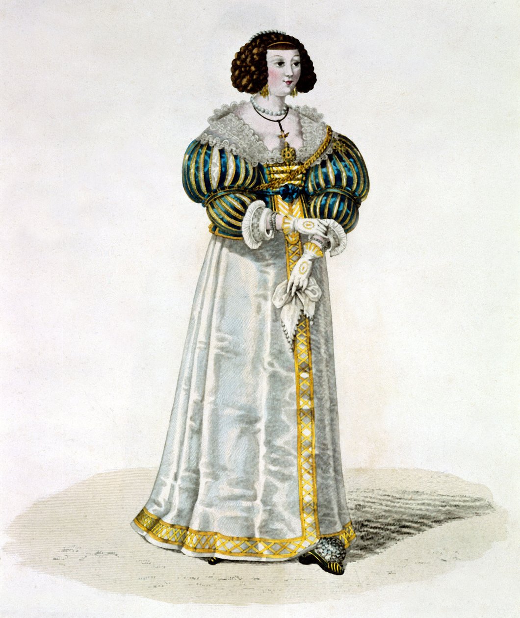 Louise de La Fayette aka Madame de Lafayette (barevná rytina) od School French