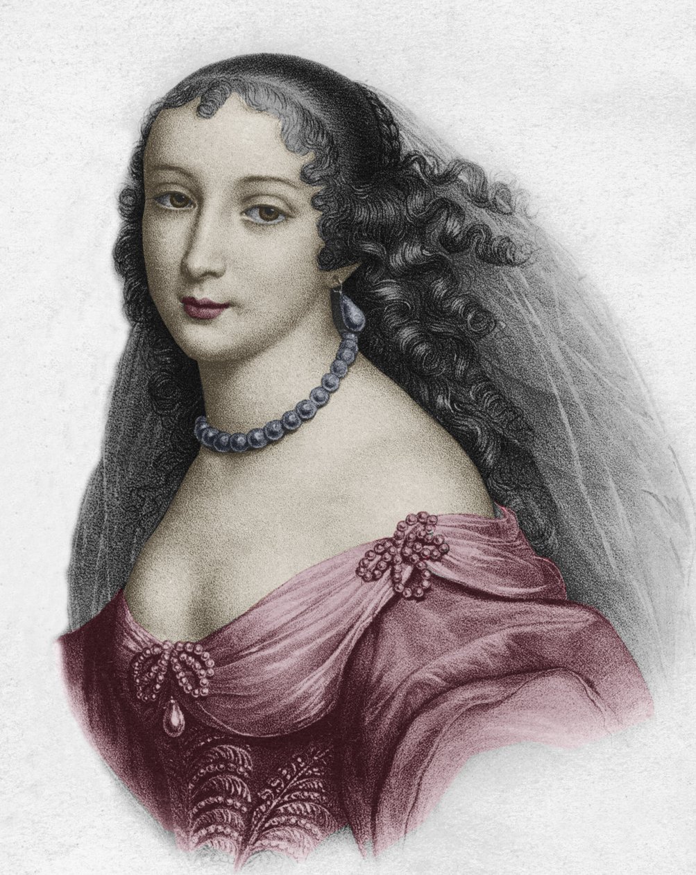 Marguerite Hessein, Madame de la Sabliere (barevná rytina) od School French