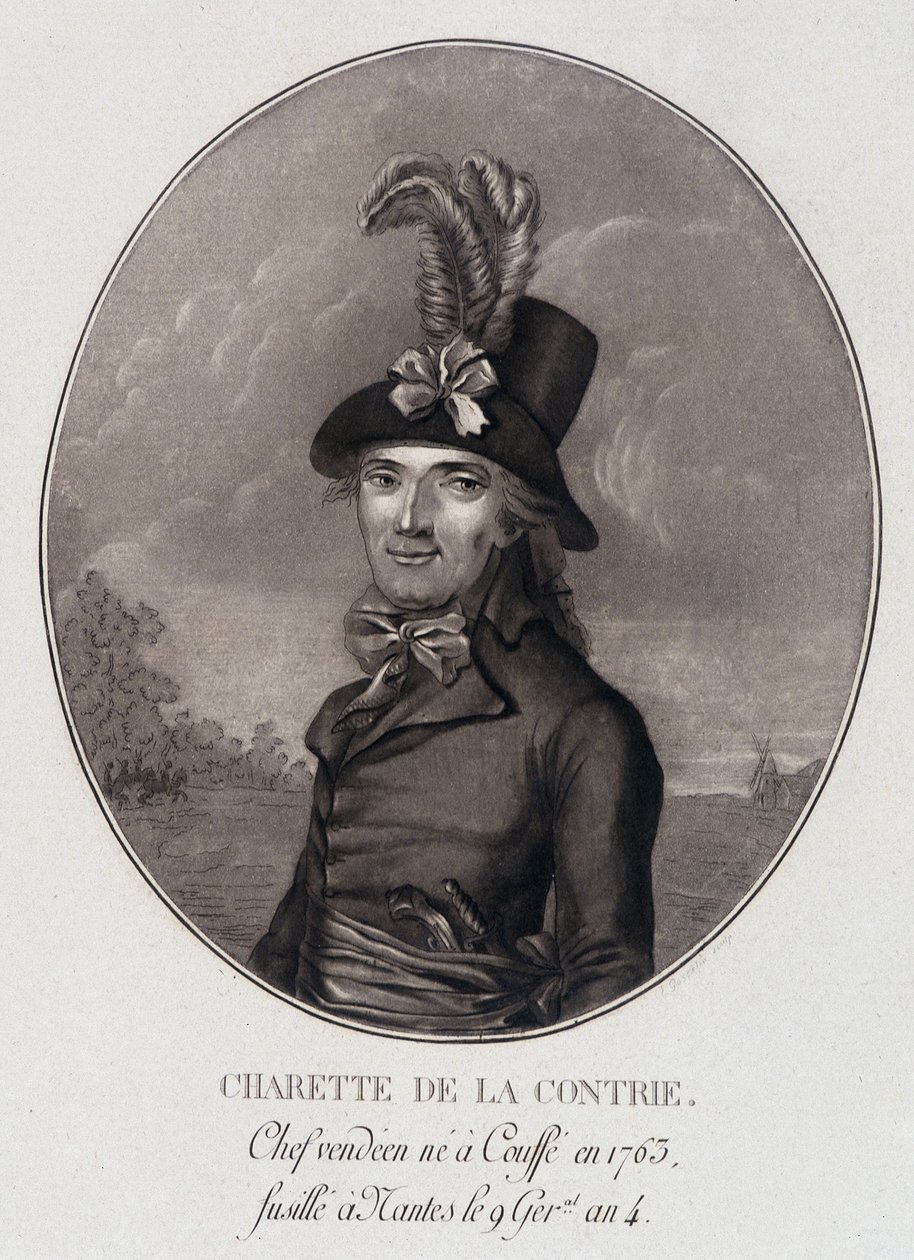 Medailonový portrét Francoise Athanase (Francois-Athanase) Charette de la Contrie, šéfa Vendéen od School French