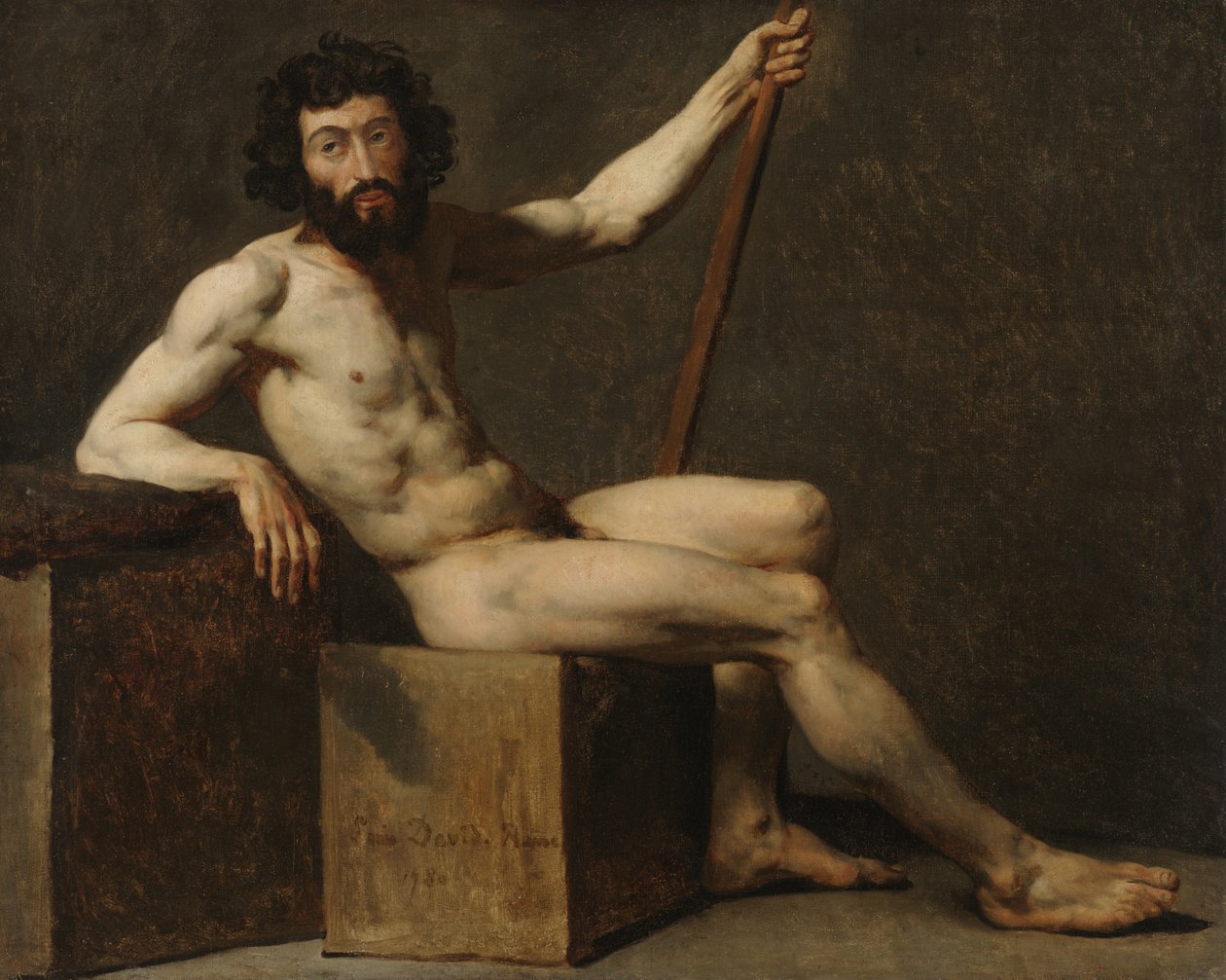 Studie aktu, konec 18.-začátek 19. století (olej na plátně) od School French